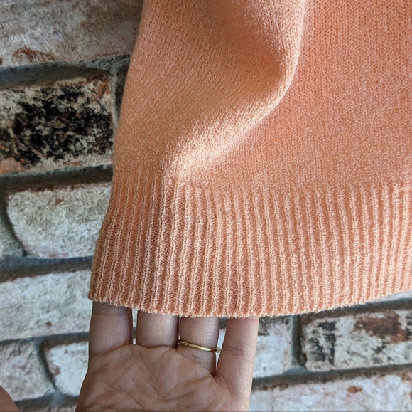 🍈 Cantaloupe Knit Short Sleeve Top Peach L - Picture 3 of 6
